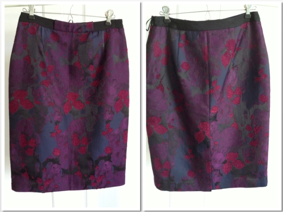 Jigsaw Purple textured floral skirt